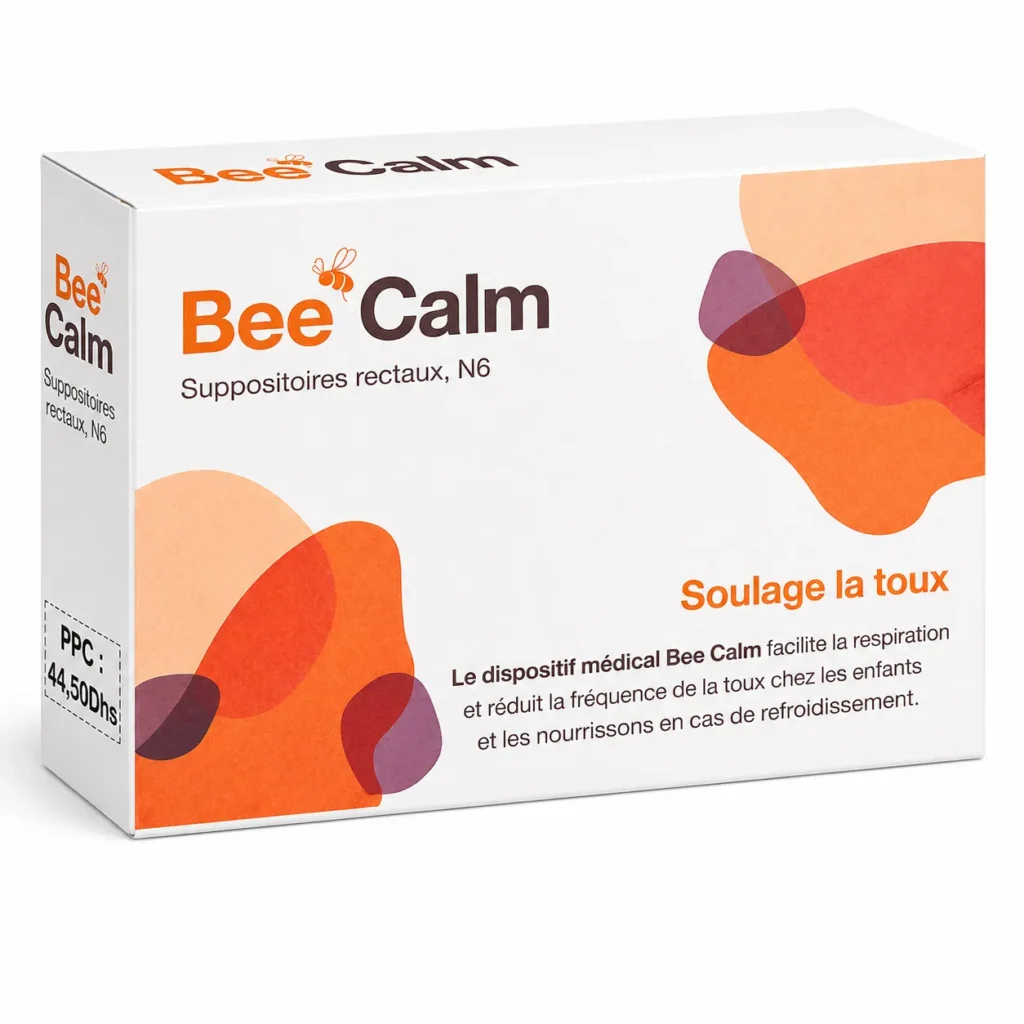 suppositoire toux bébé Beecalm – boîte de suppositoires rectaux N6 pour aider au confort respiratoire des nourrissons et enfants.