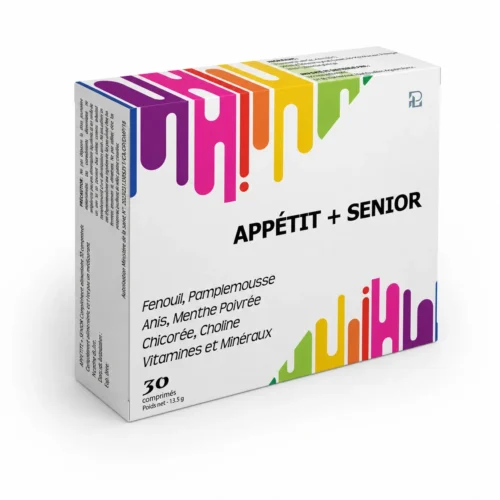 Boîte APPÉTIT + SENIOR, complément alimentaire en comprimés avec vitamines, minéraux et extraits de plantes.