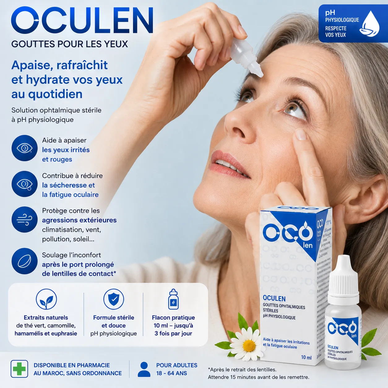 COC OCULEN - gouttes pour les yeux OCULEN gouttes pour les yeux à pH physiologique pour apaiser les yeux irrités, rouges et fatigués